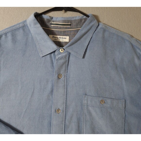 Tommy Bahama Coastline Cord Mens 2XB Sky Blue Corduroy Embroidered Logo Shirt - Picture 3 of 8